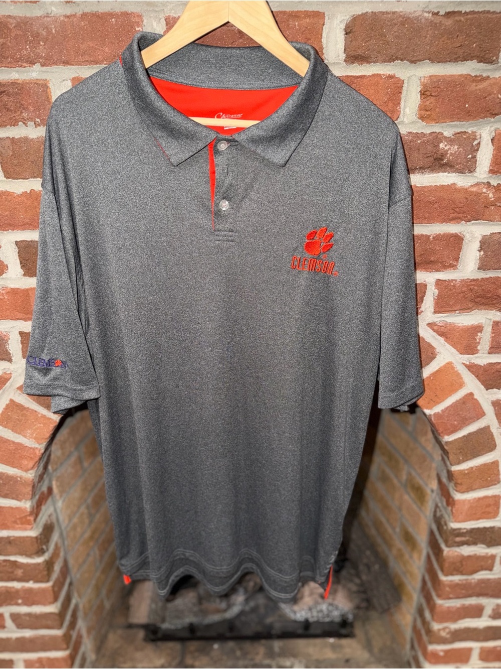 Chiliwear Men's Gray and Orange Clemson Polo